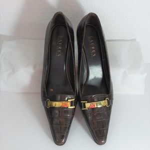 Lauren Ralph Lauren Paulette brown croc 8B
